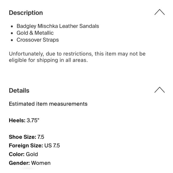 badgley mischka Authentic Leather Solid Gold Metallic Heel Strappy Sandals 7.5 - Picture 6 of 8